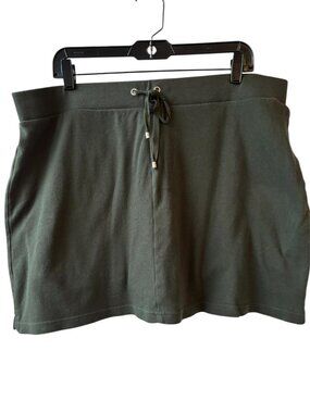 XXL 2XL Croft & Barrow Olive Skort 100% Cotton Mini Short Skirt Short Tie Green